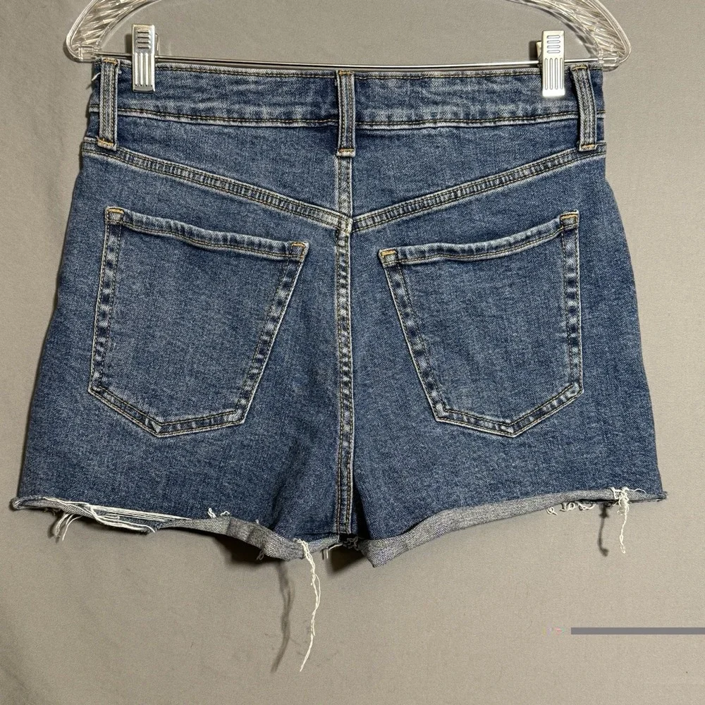 Old Navy Sky Hi A Line Jean Shorts Sz 6 Raw Hem Button Fly 2 Pair Lot Denim Blue - Picture 5 of 15